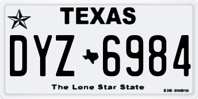 TX license plate DYZ6984