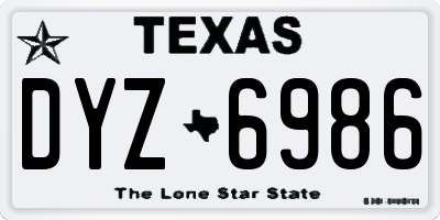 TX license plate DYZ6986