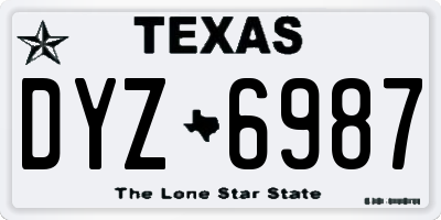 TX license plate DYZ6987