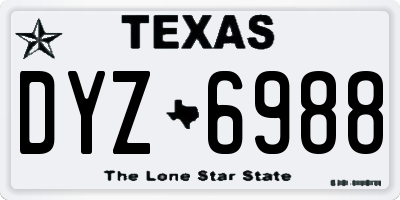 TX license plate DYZ6988