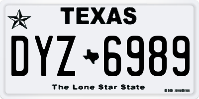 TX license plate DYZ6989