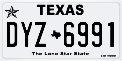 TX license plate DYZ6991