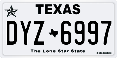 TX license plate DYZ6997