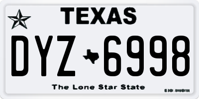 TX license plate DYZ6998