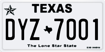 TX license plate DYZ7001