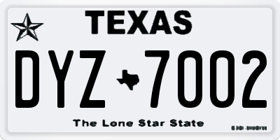 TX license plate DYZ7002