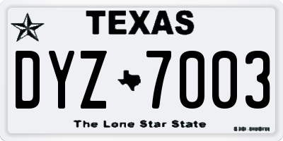 TX license plate DYZ7003