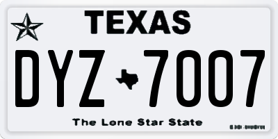 TX license plate DYZ7007