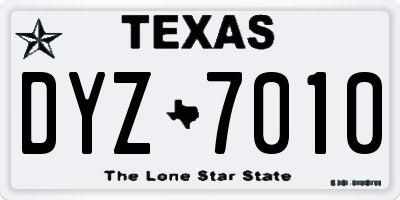 TX license plate DYZ7010