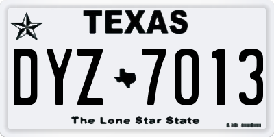TX license plate DYZ7013