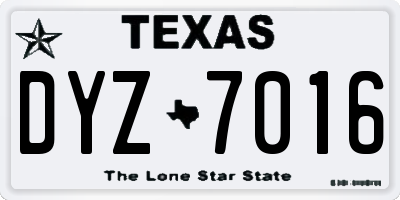 TX license plate DYZ7016