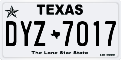TX license plate DYZ7017
