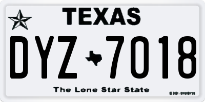 TX license plate DYZ7018