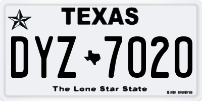 TX license plate DYZ7020