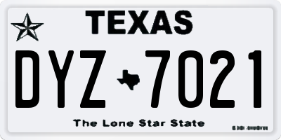 TX license plate DYZ7021