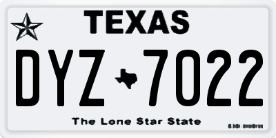 TX license plate DYZ7022
