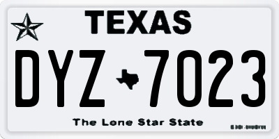 TX license plate DYZ7023