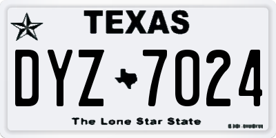 TX license plate DYZ7024