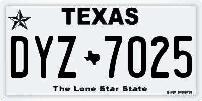 TX license plate DYZ7025