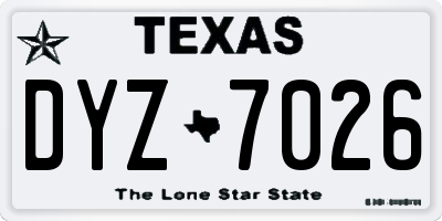 TX license plate DYZ7026