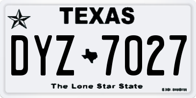 TX license plate DYZ7027