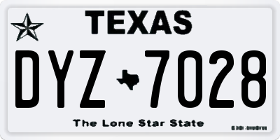 TX license plate DYZ7028
