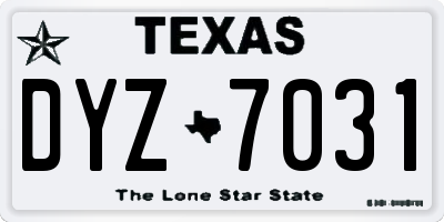 TX license plate DYZ7031
