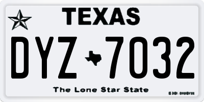 TX license plate DYZ7032