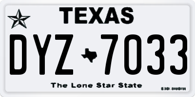 TX license plate DYZ7033