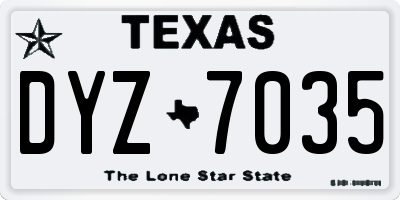 TX license plate DYZ7035
