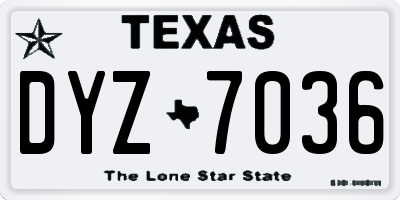TX license plate DYZ7036