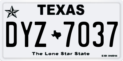 TX license plate DYZ7037