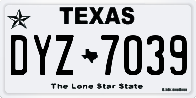 TX license plate DYZ7039