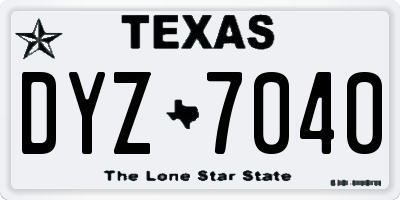 TX license plate DYZ7040