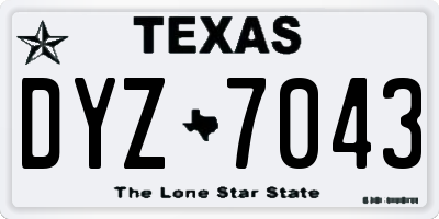 TX license plate DYZ7043