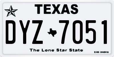 TX license plate DYZ7051