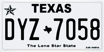 TX license plate DYZ7058