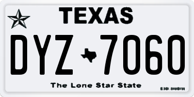 TX license plate DYZ7060