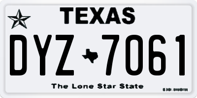 TX license plate DYZ7061