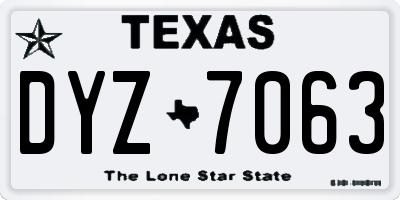 TX license plate DYZ7063