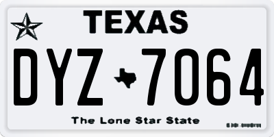 TX license plate DYZ7064