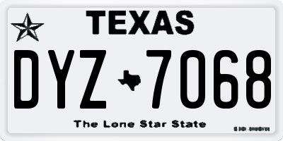 TX license plate DYZ7068