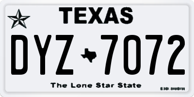 TX license plate DYZ7072