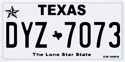 TX license plate DYZ7073