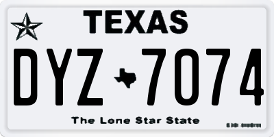 TX license plate DYZ7074