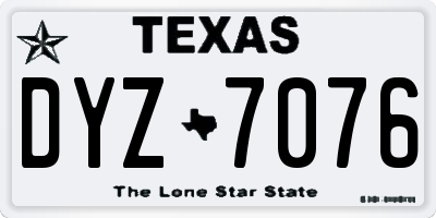 TX license plate DYZ7076