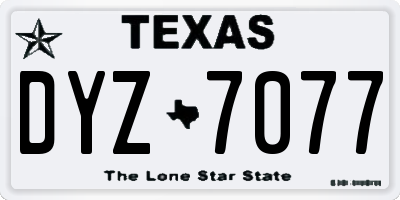 TX license plate DYZ7077