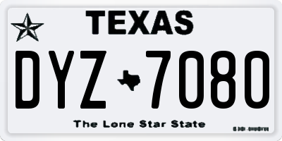 TX license plate DYZ7080