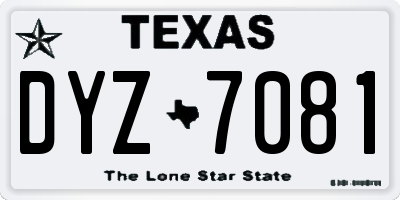 TX license plate DYZ7081