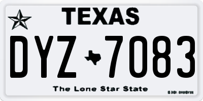 TX license plate DYZ7083